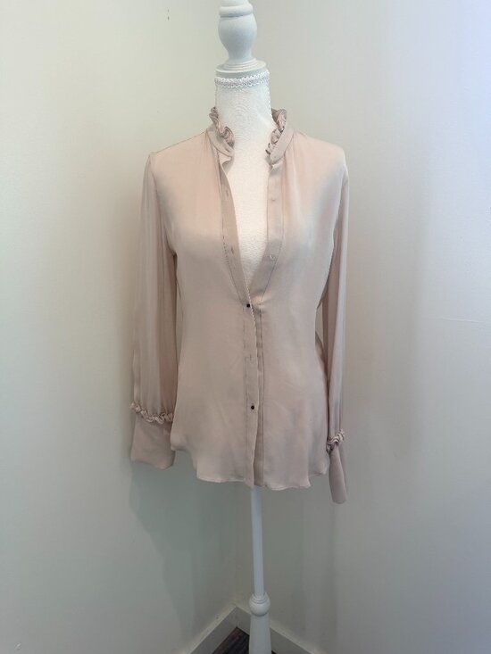 Nili Lotan Tops - Nili Lotan "Lily" Ruffle Silk Blouse – 100% Silk Pale Pink / Blush Size XS